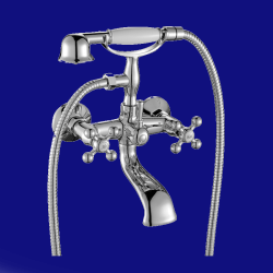 STILO – BATERIA WANNOWA ŚCIENNA Z ZESTAWEM NATRYSKOWYM CHROM BKI 011D